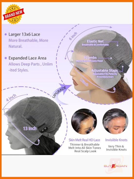 30inch Human Hair Lace Front Wig 200 Density Body Wave 13x6 HD Pre Plucked main image 5